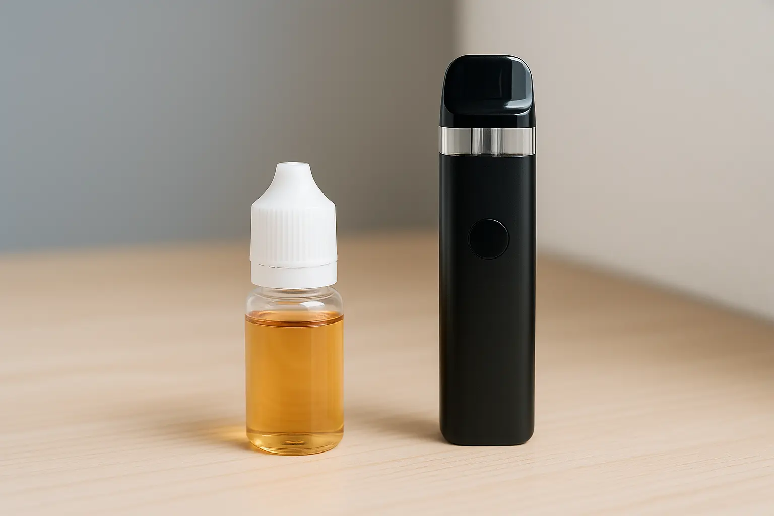 E-Zigaretten-Starterset mit Liquid auf Tisch – ideal für Einsteiger