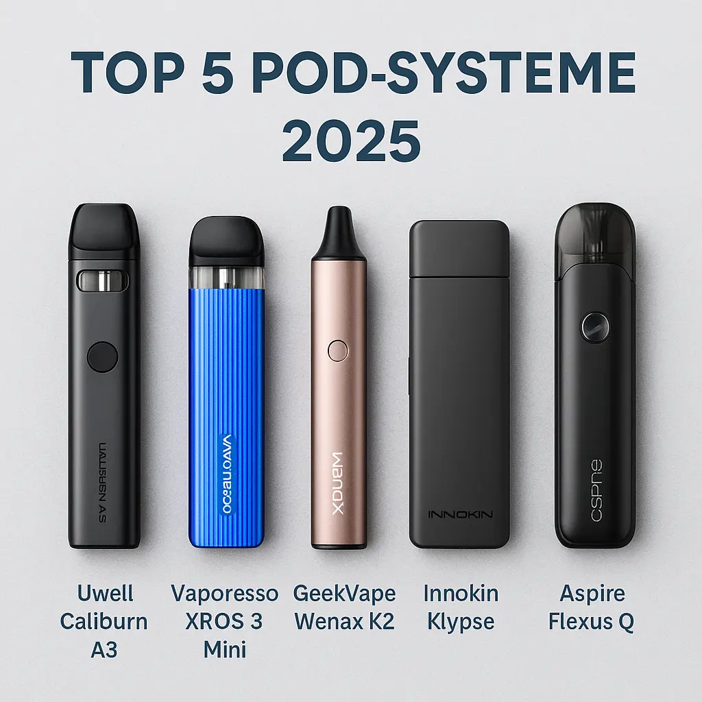 Top 5 Pod-Systeme 2025 im Vergleich – günstige E-Zigaretten unter 30 Euro